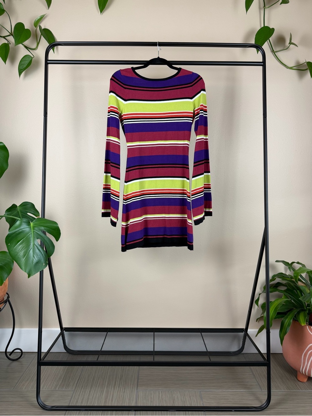 Tiger Mist Multicolor Striped Top - Purple, Green, Burgundy